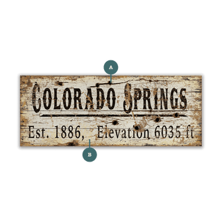 Colorado Springs Established & Elevation - Wood & Metal Wall Art Wood & Metal Wall Art Out West Design Wood 16" x 7"