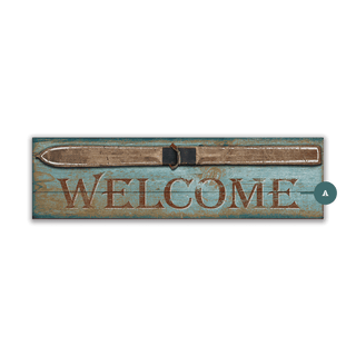 Rustic Ski Welcome - Wood & Metal Wall Art Wood & Metal Wall Art Out West Design Wood 36" x 10.5"