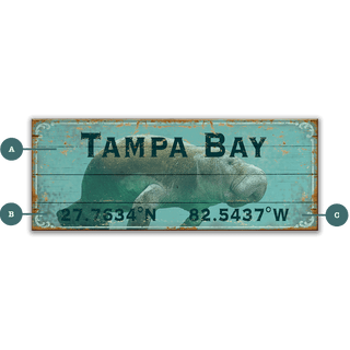 Manatee Latitude - Wood & Metal Wall Art Wood & Metal Wall Art Out West Design Wood 16" x 7"