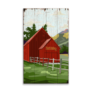 Sun Valley Red Barn - Wood & Metal Wall Art Wood & Metal Wall Art Out West Design Wood 8" x 14"