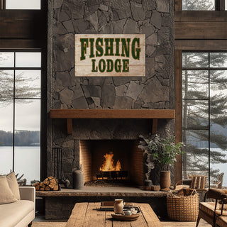 Fishing Lodge Sign - Wood & Metal Wall Art Wood & Metal Wall Art Out West Design