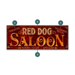 Red Dog Saloon - Wood & Metal Wall Art Wood & Metal Wall Art Out West Design Wood 16" x 7"
