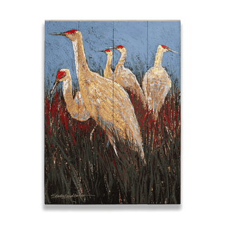 Group of Cranes - Wood & Metal Wall Art Wood & Metal Wall Art Shelle Lindholm Wood 9" x 12"
