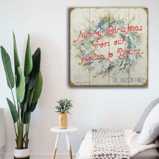 Our House to Yours Christmas Wreath - Wood & Metal Wall Art Wood & Metal Wall Art Marilynn Dwyer Mason