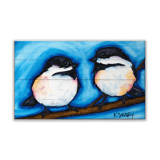 Chickadee Charm - Wood & Metal Wall Art Wood & Metal Wall Art Karen Savory Wood 8" x 14"