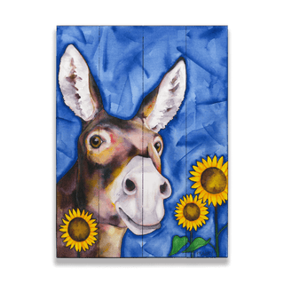 Mule Among Sunflowers - Wood & Metal Wall Art Wood & Metal Wall Art Karen Savory