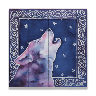 Midnight Serenade: The Wolf's Song - Wood & Metal Wall Art Wood & Metal Wall Art Karen Savory