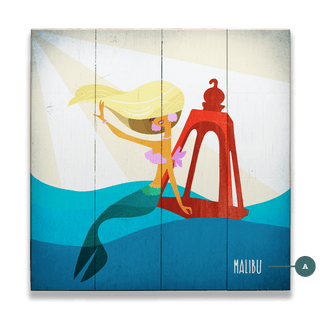 Mermaid's Beacon: Square - Wood & Metal Wall Art Wood & Metal Wall Art Meissenburg Designs Wood 10.5" x 10.5"