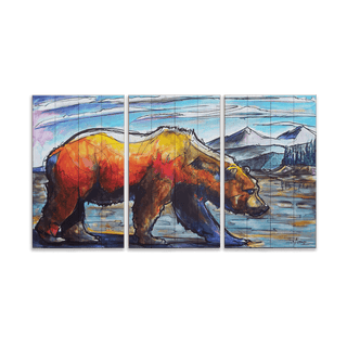 Grizzly Country: 3-Piece Wood & Metal Wall Art Metal Box Wall Art Ed Anderson Wood 69" x 39"