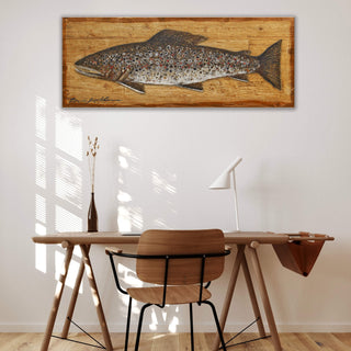 Brown Trout: Generic - Metal on Wood Shaped Wall Art Shelle Lindholm