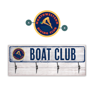 Boat Club - Coatrack Coatrack Wall Decor Meissenburg Designs Wood with Metal Hooks 44" x 17" Emblem 1