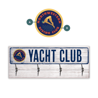 Yacht Club - Coatrack Coatrack Wall Decor Meissenburg Designs Wood with Metal Hooks 44" x 17" Emblem 1