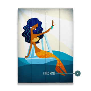 Mermaid's Wave: Portrait - Wood & Metal Wall Art Wood & Metal Wall Art Meissenburg Designs Wood 9" x 12"