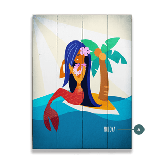 Mermaid's Retreat: Portrait - Wood & Metal Wall Art Wood & Metal Wall Art Meissenburg Designs Wood 9" x 12"