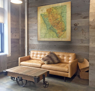 Map of Waterton Glacier International Peace Park - Wood & Metal Wall Art Wood & Metal Wall Art Lisa Middleton