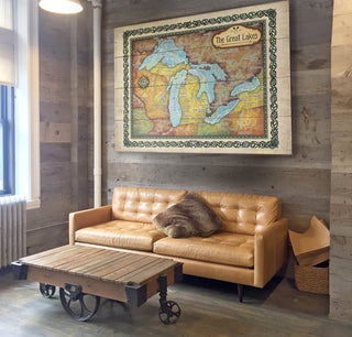 The Great Lakes: Illustrated Map - Wood & Metal Wall Art Wood & Metal Wall Art Lisa Middleton