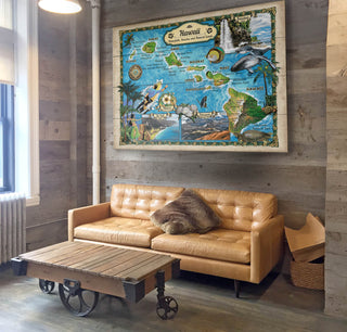 Hawaii: Illustrated Map - Wood & Metal Wall Art Wood & Metal Wall Art Lisa Middleton