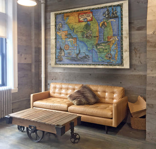 Waupaca Chain of Lakes, Wisconsin: Illustrated Map - Wood & Metal Wall Art Wood & Metal Wall Art Lisa Middleton