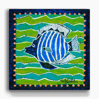 Blue and White Angel Fish - Metal Box Art Metal Box Wall Art Shelle Lindholm