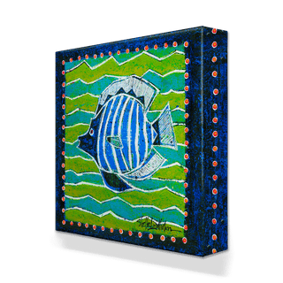Blue and White Angel Fish - Metal Box Art Metal Box Wall Art Shelle Lindholm