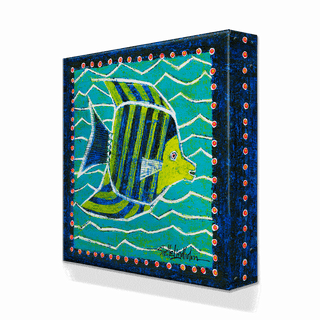 Green and Blue Angel Fish - Metal Box Art Metal Box Wall Art Shelle Lindholm