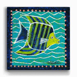 Green and Blue Angel Fish - Metal Box Art Metal Box Wall Art Shelle Lindholm