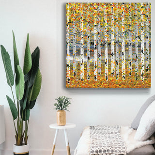 Fall Aspens - Square Metal Box Art Metal Box Wall Art Nancy Seiler