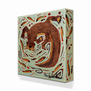 Fishing Otter 1 - Metal Box Art Metal Box Wall Art Shelle Lindholm