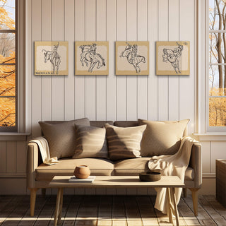Bronc Rider: Four Piece Collection - Metal Box Art Metal Box Wall Art Out West Design