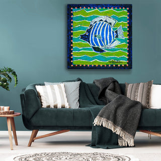 Blue and White Angel Fish - Metal Box Art Metal Box Wall Art Shelle Lindholm