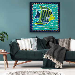 Green and Blue Angel Fish - Metal Box Art Metal Box Wall Art Shelle Lindholm