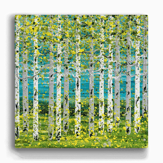 Summer Aspens - Square Metal Box Art Metal Box Wall Art Nancy Seiler