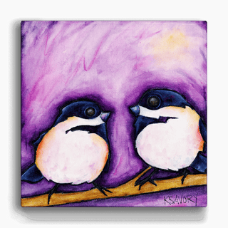 Chickadee Chatter - Metal Box Art Metal Box Wall Art Karen Savory