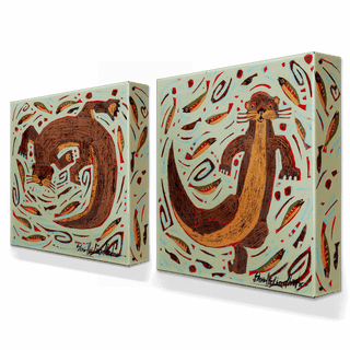 Otter Antics - Metal Box Art Set Metal Box Wall Art Shelle Lindholm