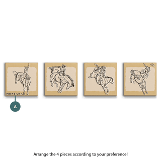 Bronc Rider: Four Piece Collection - Metal Box Art Metal Box Wall Art Out West Design