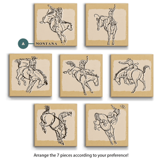 Bronc Rider: Seven Piece Collection - Metal Box Art Metal Box Wall Art Out West Design