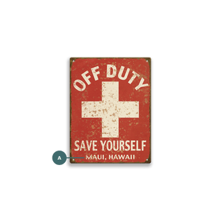 Off Duty Lifeguard: Personalized - Metal Wall Art Wood & Metal Wall Art Meissenburg Designs Aluminum 10.5" x 14" Red