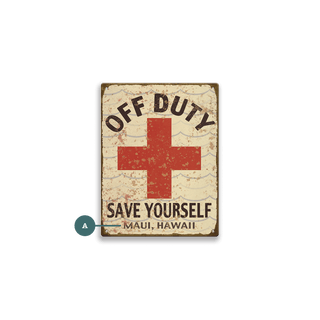Off Duty Lifeguard: Personalized - Metal Wall Art Wood & Metal Wall Art Meissenburg Designs Aluminum 10.5" x 14" White