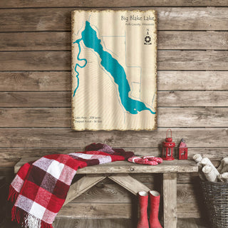 Big Blake Lake, Wisconsin - Corrugated Metal Wall Art Corrugated Wall Art Lake Art