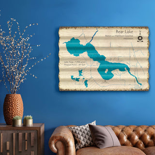 Bear Lake, Wisconsin - Corrugated Metal Wall Art Corrugated Wall Art Lake Art