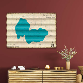 Beaver Lake, Wisconsin - Corrugated Metal Wall Art Corrugated Wall Art Lake Art