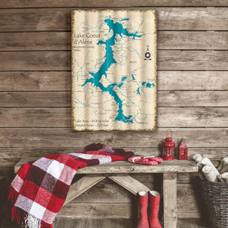 Lake Coeur d'Alene, Idaho - Corrugated Metal Wall Art Corrugated Wall Art Lake Art