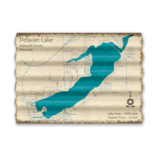 Delavan Lake, Wisconsin - Corrugated Metal Wall Art Corrugated Wall Art Lake Art