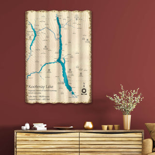 Kootenay Lake, British Columbia - Corrugated Metal Wall Art Corrugated Wall Art Lake Art