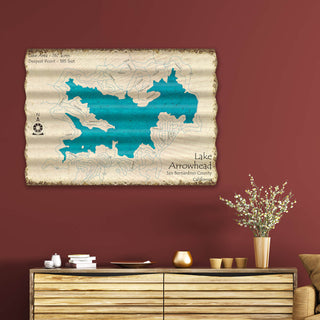 Lake Arrowhead, California - Corrugated Metal Wall Art Corrugated Wall Art Lake Art