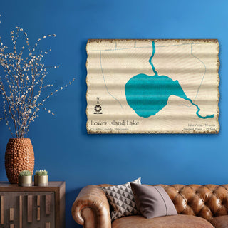 Lower Island Lake, Wisconsin - Corrugated Metal Wall Art Corrugated Wall Art Lake Art