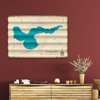 Long Lake, Otter Tail County MN - Corrugated Metal Wall Art Corrugated Wall Art Lake Art