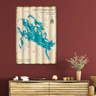 Lake Winnipesaukee, New Hampshire - Corrugated Metal Wall Art Corrugated Wall Art Lake Art