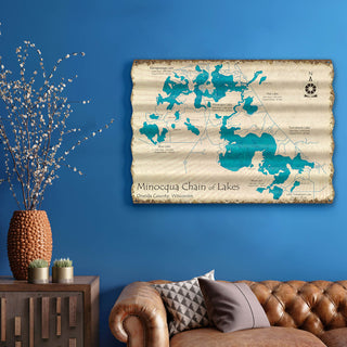 Minocqua Chain of Lakes, Wisconsin - Corrugated Metal Wall Art Corrugated Wall Art Lake Art
