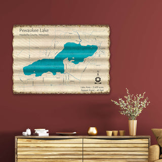 Pewaukee Lake, Wisconsin - Corrugated Metal Wall Art Corrugated Wall Art Lake Art